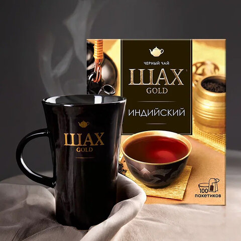 Чай ШАХ Gold Индийский черный, 100 пакетиков по 2 г, 0925-18