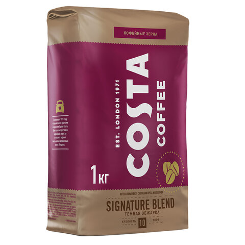 Кофе в зернах COSTA COFFEE Signature Blend Dark, 1000г, вакуумная упаковка, ш/к 016, 2097003