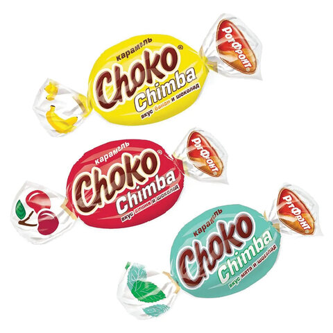 Карамель леденцовая РОТ ФРОНТ Choko Chimba ассорти вишня, банан, мята, 5 кг, гофрокороб, РФ22007