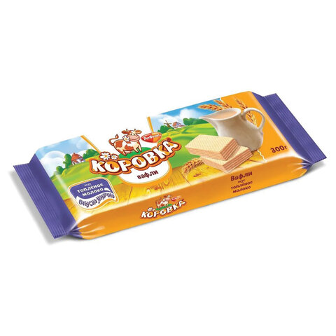 Вафли РОТ ФРОНТ Коровка со вкусом топленого молока, 300 г, РФ15001