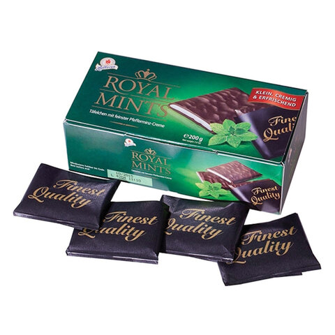 Шоколад порционный HALLOREN Royal Mints с мятной начинкой, 200 г, картонная коробка, 40659 Шоколад порционный HALLOREN Royal Mints с мятной начинкой, 200 г, картонная коробка, 40659