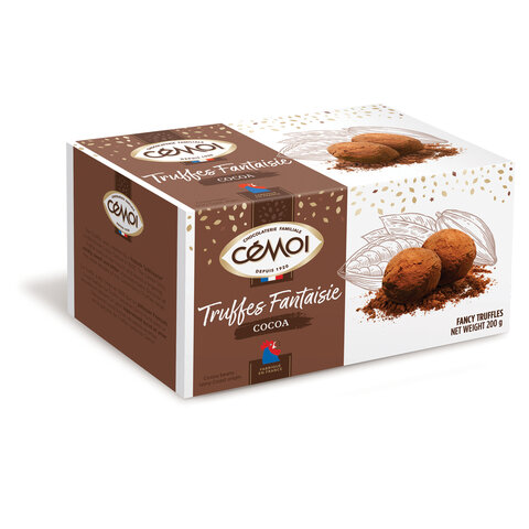 Конфеты CEMOI трюфели Фантазия, классические с какао, 200 г, картоннакя коробка, 3173287289806