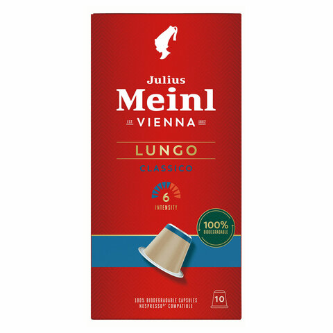 Кофе в капсулах JULIUS MEINL Lungo Classico для кофемашин Nespresso, 10 порций, ИТАЛИЯ, 94031 Кофе в капсулах JULIUS MEINL Lungo Classico для кофемашин Nespresso, 10 порций, ИТАЛИЯ, 94031