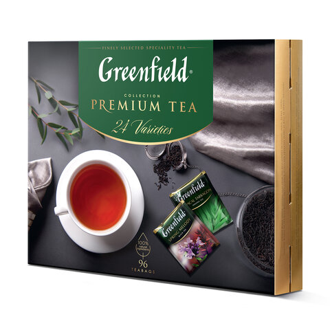 Чай GREENFIELD Premium Tea Collecton ассорти 24 вкусов, НАБОР 96 пакетиков, 1782-08