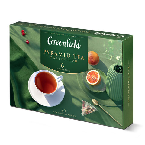 Чай GREENFIELD Pyramid Tea Collection ассорти 6 вкусов, НАБОР 30 пирамидок, 1768-10