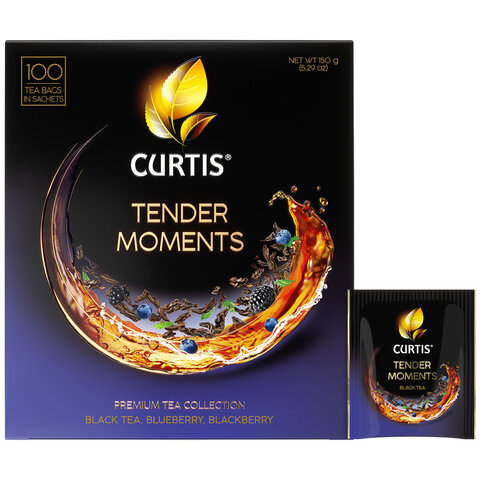 Чай CURTIS Tender Moments черный со вкусом ягод и мяты, 100 пакетиков в конвертах по 1,5 г, 102121