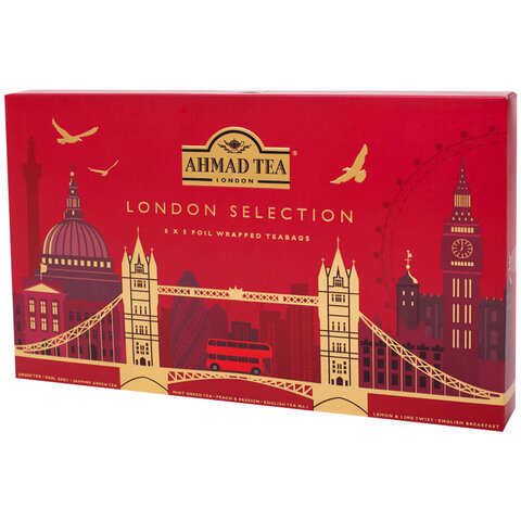 Чай AHMAD London Selection ассорти 8 вкусов, НАБОР 40 пакетиков, N073