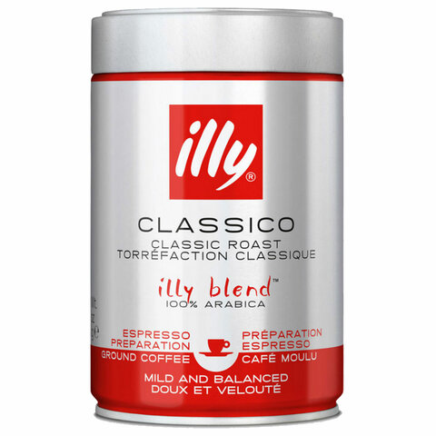 Кофе молотый ILLY Classico 250 г в жестяной банке, арабика 100%, ИТАЛИЯ, 43