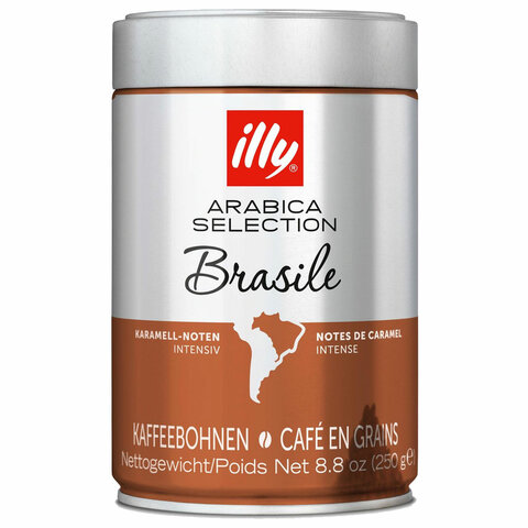 Кофе в зернах ILLY Brasil ИТАЛИЯ, 250 г, в жестяной банке, арабика 100%, ИТАЛИЯ, 7006