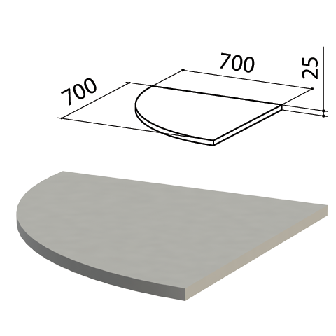 Стол приставной угловой Этюд, 700х700х750 мм, БЕЗ ОПОРЫ, серый, 400051-03