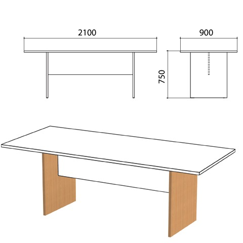 Опоры ЛДСП к столу для переговоров Этюд, бук бавария, 400044-55