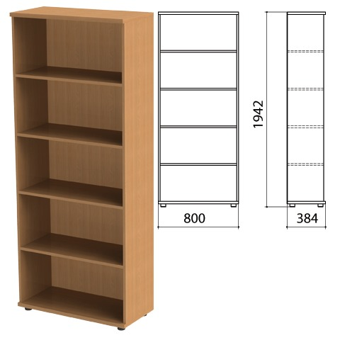 Шкаф (стеллаж) Этюд, 800х384х1942 мм, 4 полки, бук бавария, 399999-55
