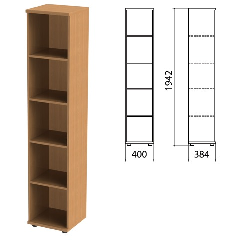 Шкаф (стеллаж) Этюд, 400х384х1942 мм, 4 полки, бук бавария, 400000-55