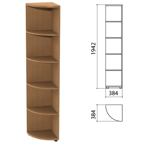 Шкаф (стеллаж) угловой Этюд, 384х384х1942 мм, 4 полки, бук бавария, 400019-55