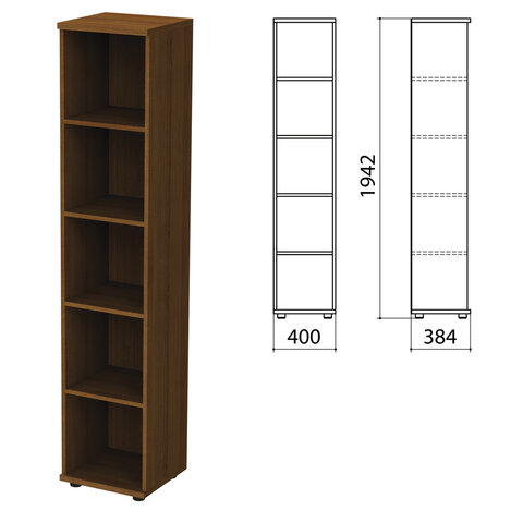 Шкаф стеллаж Эко/Этюд, 386х370х1996 мм, 4 полки, орех, 908851-190