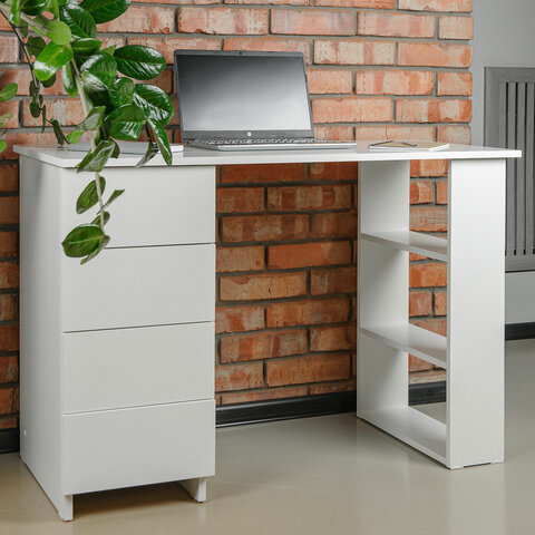 Стол письменный/компьютерный BRABIX Scandi CD-016, 1100х500х750 мм, 4 ящика, белый, 641891, ЦБ013707-1