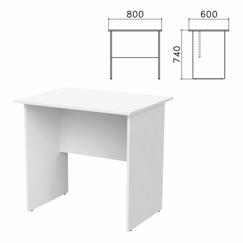 Стол письменный Бюджет, 800х600х740 мм, белый, 402659-290