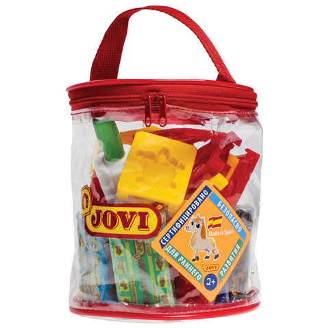 Пластилин JOVI Испания, набор, 12 цветов, 600 г, 12 формочек, 3 стека, скалка, в контейнере, 340