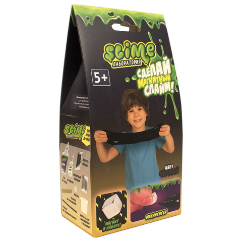 Набор Сделай слайм (лизун) Slime Лаборатория, черный магнитный, 100 г, ВОЛШЕБНЫЙ МИР, SS100-6