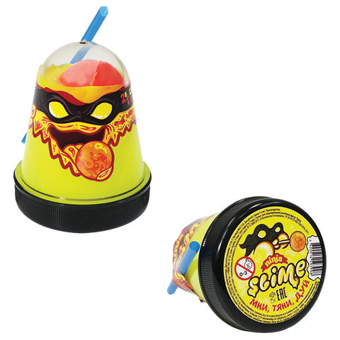 Слайм (лизун) Slime Ninja, 2 в 1, желтый, красный, 130 г, ВОЛШЕБНЫЙ МИР, S130-2