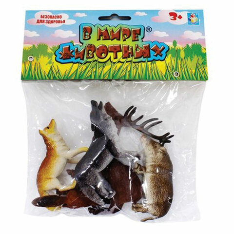 Набор фигурок В мире животных Дикие животные России, 5 шт., 7 см, 1TOY, Т53848 Набор фигурок В мире животных Дикие животные России, 5 шт., 7 см, 1TOY, Т53848