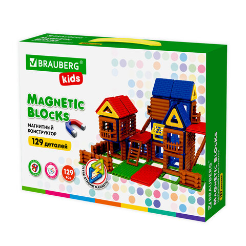 Магнитный конструктор MEGA MAGNETIC BUILD BLOCKS-129 Построй дом, 129 деталей, BRAUBERG KIDS, 663850 Магнитный конструктор MEGA MAGNETIC BUILD BLOCKS-129 Построй дом, 129 деталей, BRAUBERG KIDS, 663850