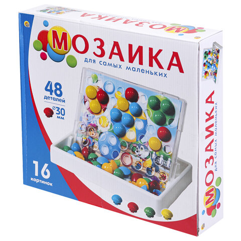 Мозаика пластиковая в чемодане Мозайкин, 48 деталей ширина 3 см, 16 карточек, РК, И-7495 Мозаика пластиковая в чемодане Мозайкин, 48 деталей ширина 3 см, 16 карточек, РК, И-7495