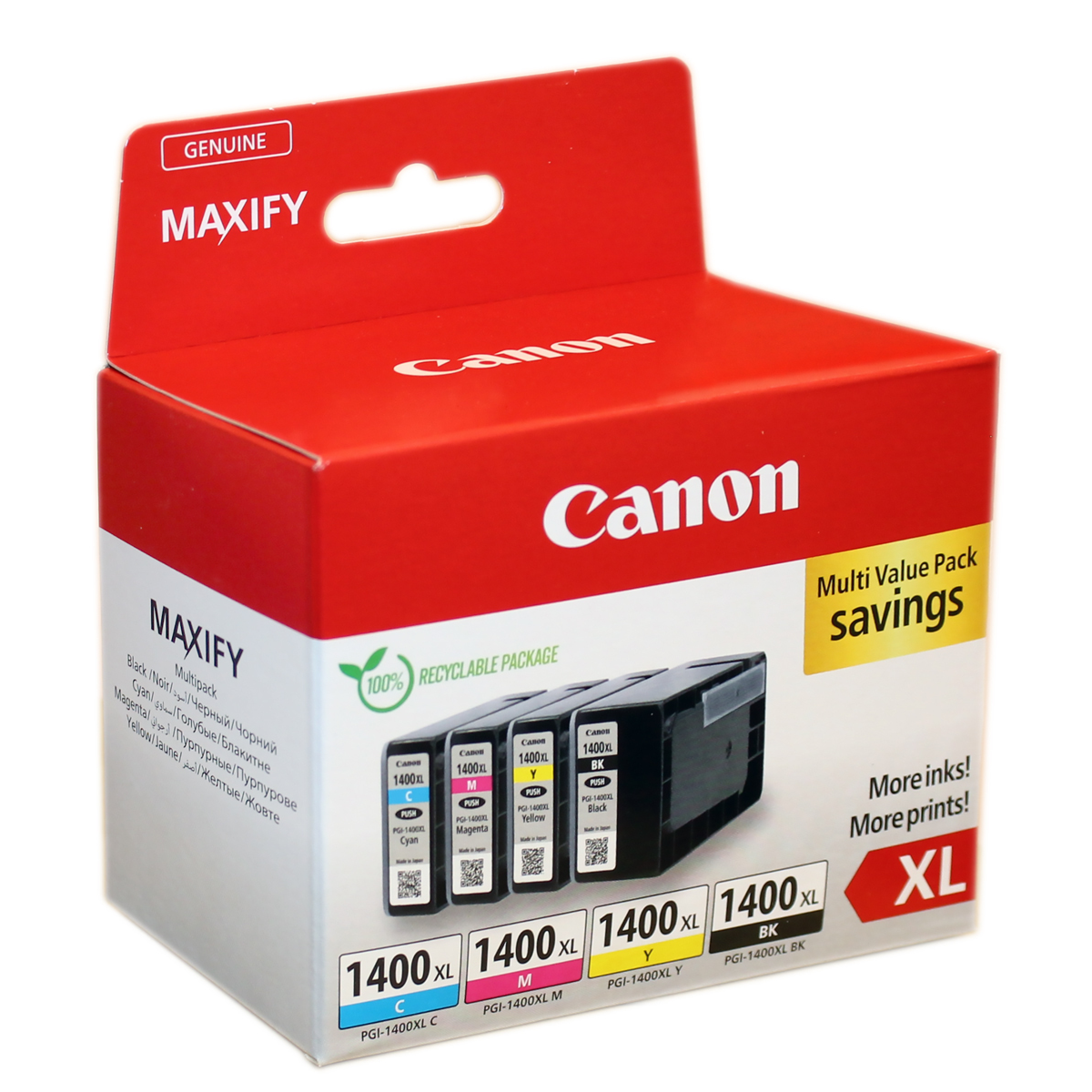 Набор картриджей PGI-1400XL BK/C/M/Y EMB MULTI для Canon MAXIFY МВ2040 и МВ2340 9185B004 Набор картриджей PGI-1400XL BK/C/M/Y EMB MULTI для Canon MAXIFY МВ2040 и МВ2340 9185B004