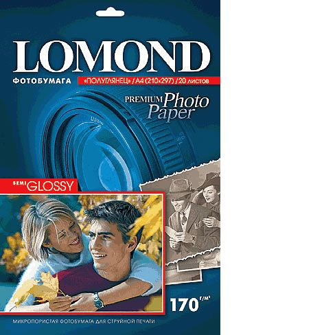 Фотобумага Lomond полуглянцевая (1101305), Semi Glossy, A4, 170 г/м2, 20 л.