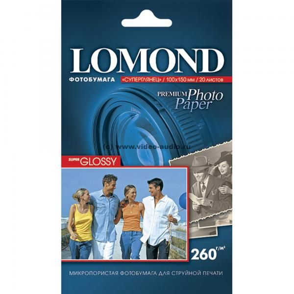 Фотобумага Lomond суперглянцевая (1103101), Super Glossy, A4, 260 г/м2, 20 л.