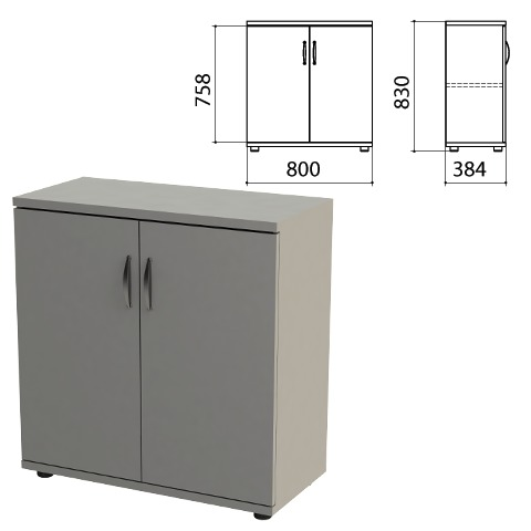 Шкаф закрытый Этюд, 800х384х830 мм, цвет серый (КОМПЛЕКТ)