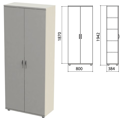 Шкаф закрытый Этюд, 800х384х1942 мм, цвет серый (КОМПЛЕКТ)