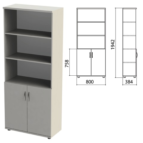 Шкаф полузакрытый Этюд, 800х384х1942 мм, цвет серый (КОМПЛЕКТ)