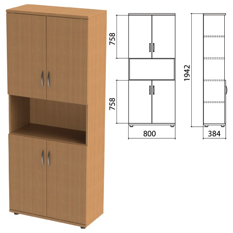 Шкаф полузакрытый Этюд, 800х384х1942 мм, цвет бук бавария (КОМПЛЕКТ)