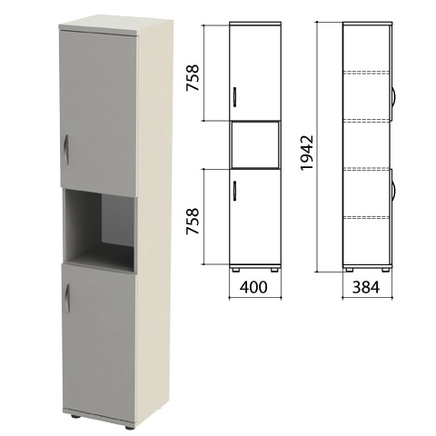 Шкаф полузакрытый Этюд, 400х384х1942 мм, цвет серый (КОМПЛЕКТ)