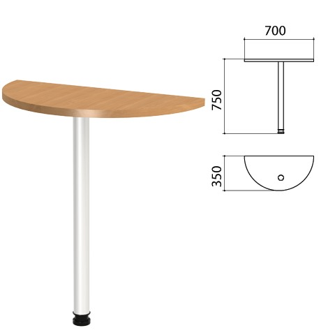 Стол приставной полукруг Этюд, 700х350х750 мм, цвет бук бавария (КОМПЛЕКТ)