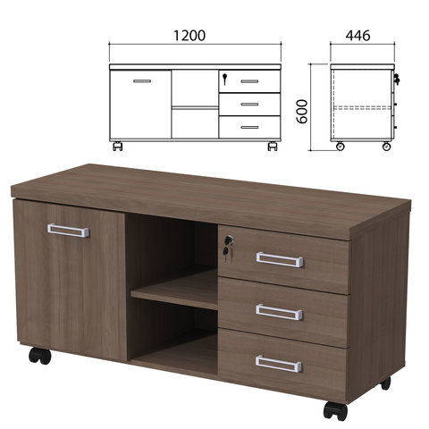 Тумба-креденция Приоритет, 1200х446х600 мм, дверь, 3 ящика, лагос, (КОМПЛЕКТ) Тумба-креденция Приоритет, 1200х446х600 мм, дверь, 3 ящика, лагос, (КОМПЛЕКТ)