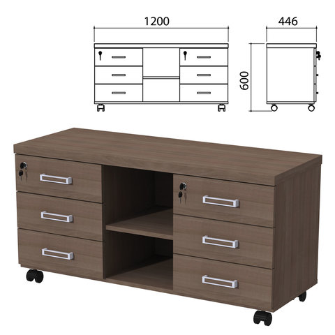 Тумба-креденция Приоритет, 1200х446х600 мм, 6 ящиков, лагос, (КОМПЛЕКТ) Тумба-креденция Приоритет, 1200х446х600 мм, 6 ящиков, лагос, (КОМПЛЕКТ)