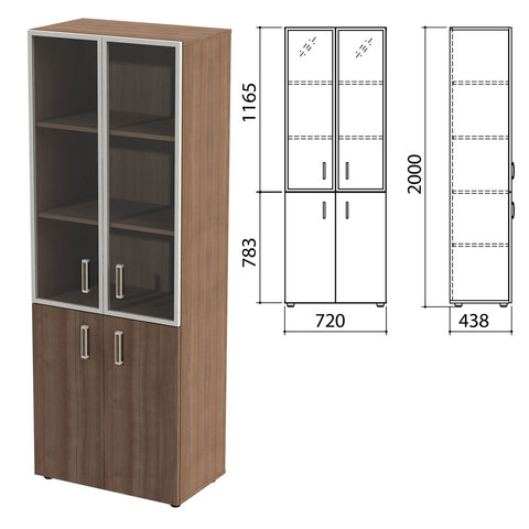 Шкаф закрытый со стеклом в алюминиевой рамке Приоритет, 720х438х2000 мм, 4 полки, лагос (КОМПЛЕКТ) Шкаф закрытый со стеклом в алюминиевой рамке Приоритет, 720х438х2000 мм, 4 полки, лагос (КОМПЛЕКТ)