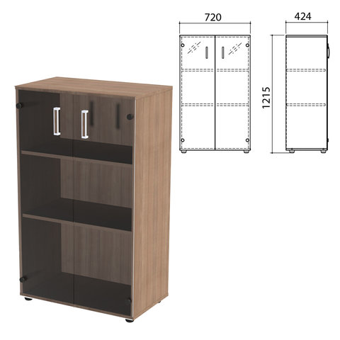 Шкаф закрытый со стеклом Приоритет, 720х424х1215 мм, 2 полки, лагос (КОМПЛЕКТ) Шкаф закрытый со стеклом Приоритет, 720х424х1215 мм, 2 полки, лагос (КОМПЛЕКТ)