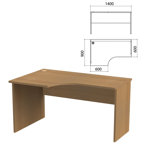 Стол письменный эргономичный Этюд, 1400х900х750 мм, левый, орех (КОМПЛЕКТ)