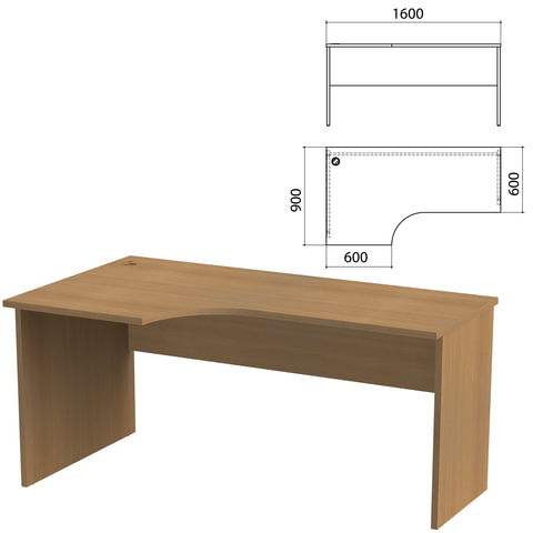 Стол письменный эргономичный Этюд, 1600х900х750 мм, левый, орех (КОМПЛЕКТ)