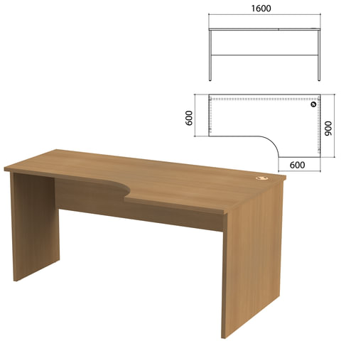 Стол письменный эргономичный Этюд, 1600х900х750 мм, правый, орех (КОМПЛЕКТ)