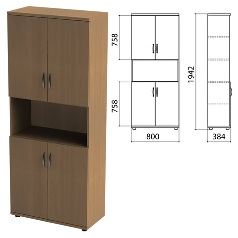 Шкаф полузакрытый Этюд, 768х370х1996 мм, орех (КОМПЛЕКТ)