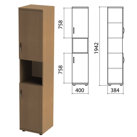Шкаф полузакрытый Этюд, 386х370х1996 мм, орех (КОМПЛЕКТ)