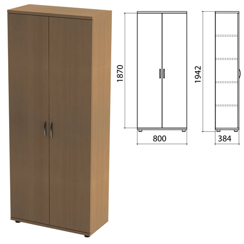 Шкаф закрытый Этюд, 768х370х1996 мм, орех (КОМПЛЕКТ)