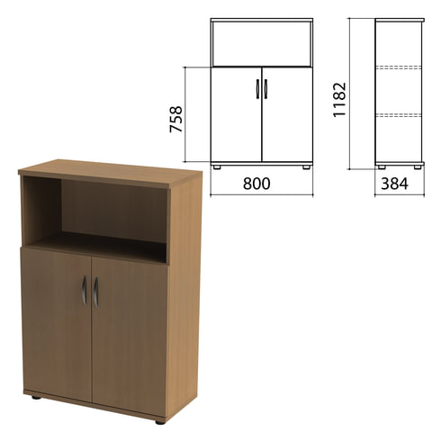 Шкаф полузакрытый Этюд, 768х370х1226 мм, орех (КОМПЛЕКТ)