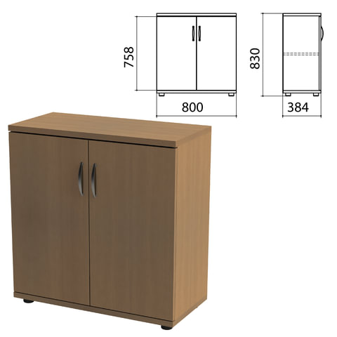 Шкаф закрытый Этюд, 768х370х842 мм, орех (КОМПЛЕКТ)