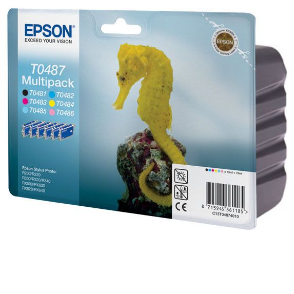 Картридж (комплект 6шт) Epson Stylus R200/320  C13T04874010, BK,C,M,Y,LC,LM