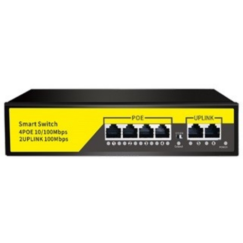 POE-402-1 коммутатор PoE 4+2 порта, металлический корпус